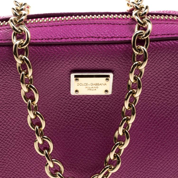Pre Owned Dolce and Gabbana Pink Leather Chain Clutch