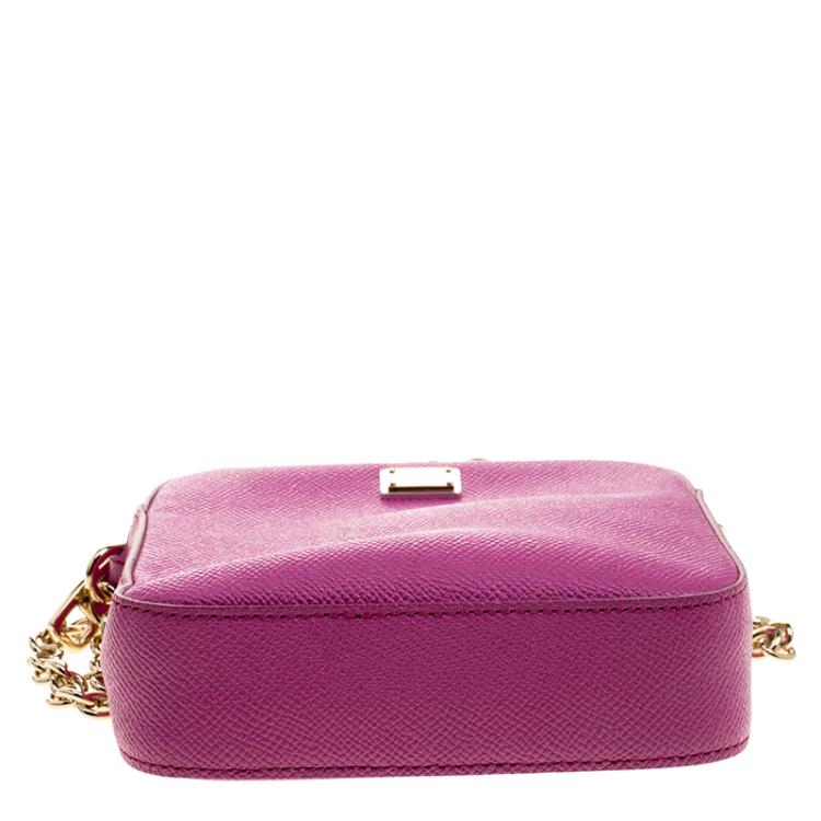 Pre Owned Dolce and Gabbana Pink Leather Chain Clutch