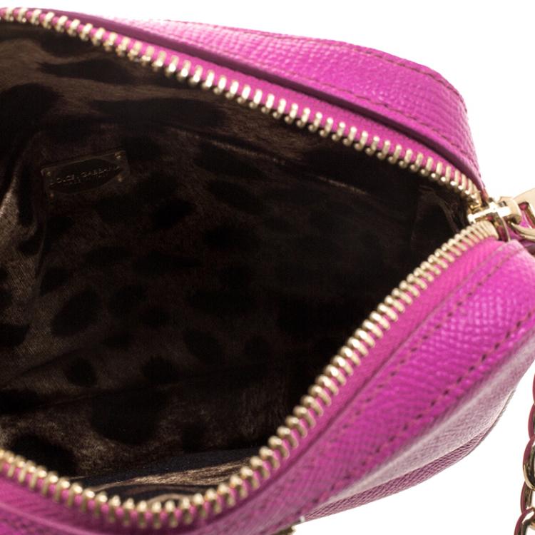 Pre Owned Dolce and Gabbana Pink Leather Chain Clutch