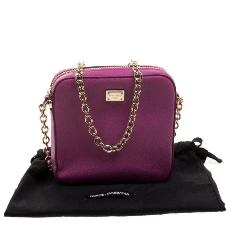 Pre Owned Dolce and Gabbana Pink Leather Chain Clutch