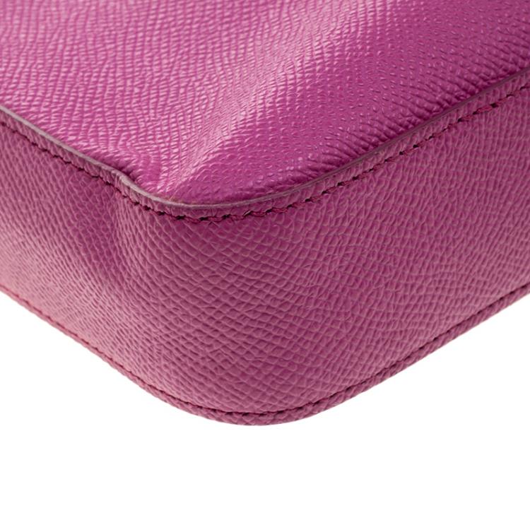 Pre Owned Dolce and Gabbana Pink Leather Chain Clutch