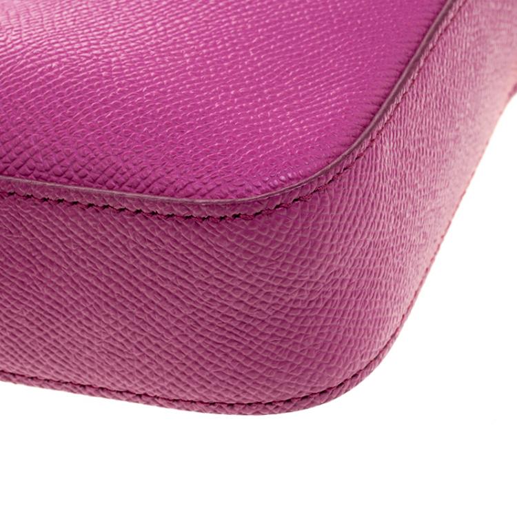Pre Owned Dolce and Gabbana Pink Leather Chain Clutch