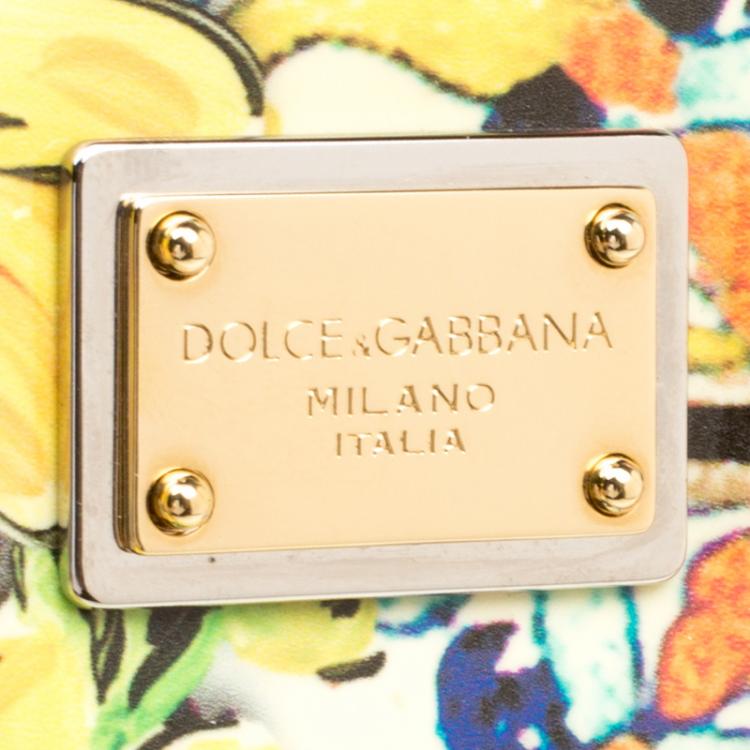 Pre Owned Dolce and Gabbana Multicolor Floral Printed Patent Leather Zip Around Clutch