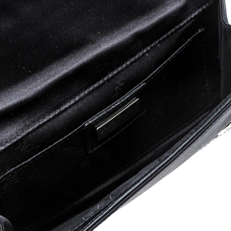 Pre Owned Dolce and Gabbana Silver/Black Crystal Embellished DG Clutch