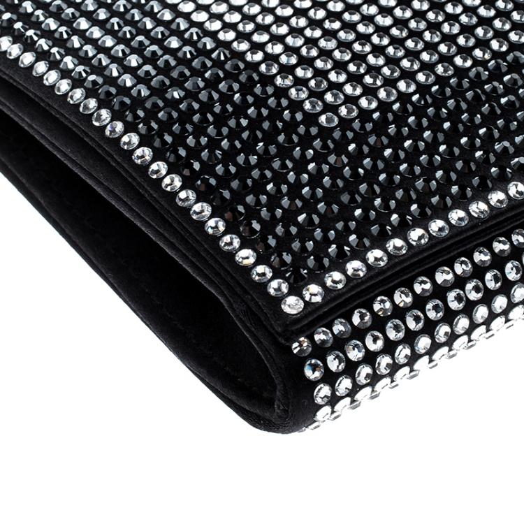 Pre Owned Dolce and Gabbana Silver/Black Crystal Embellished DG Clutch