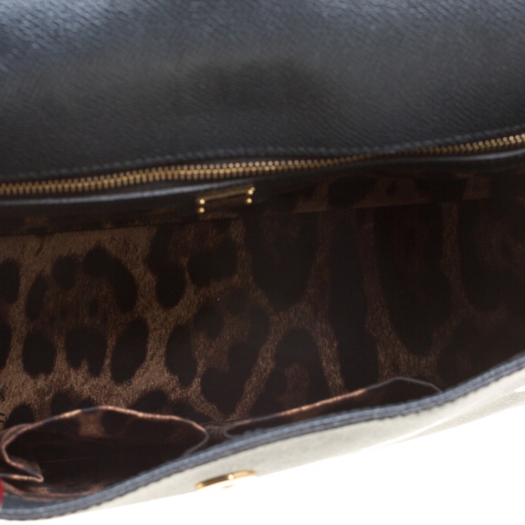 Pre Owned Dolce and Gabbana Black/Brown Leather Large Miss Sicily Tote