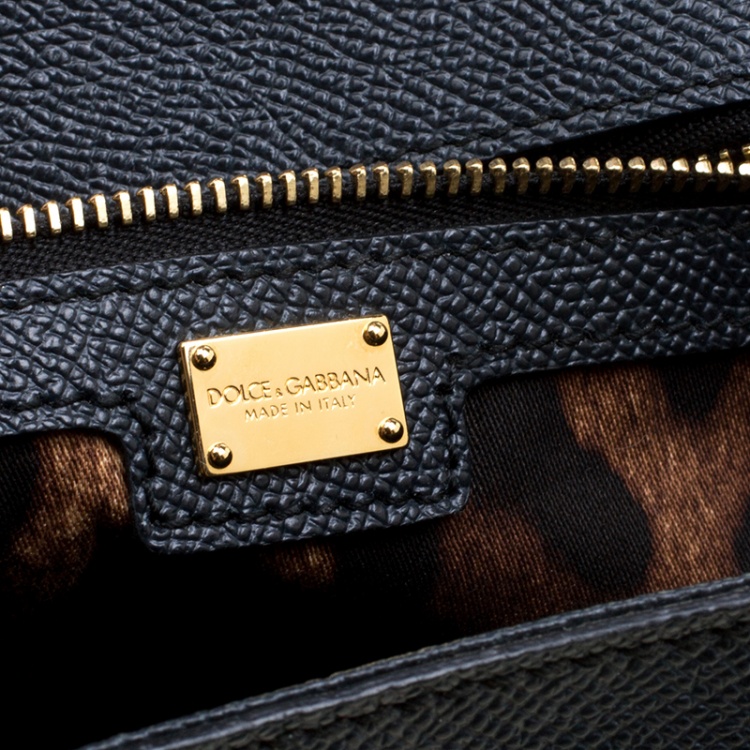 Pre Owned Dolce and Gabbana Black/Brown Leather Large Miss Sicily Tote
