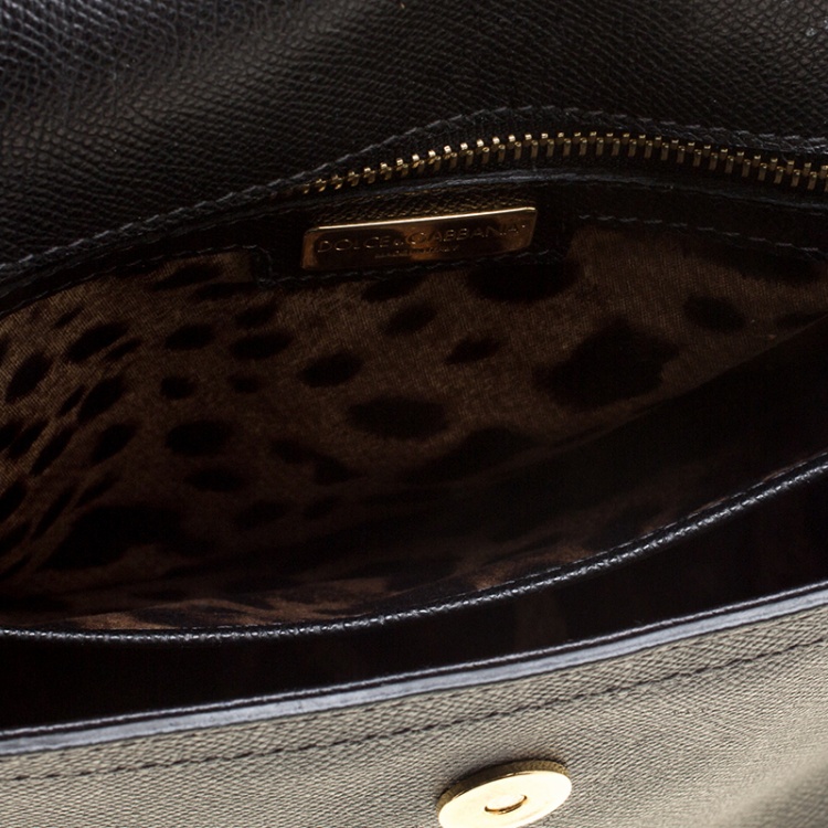 Pre Owned Dolce and Gabbana Black Leather Large Miss Sicily Tote