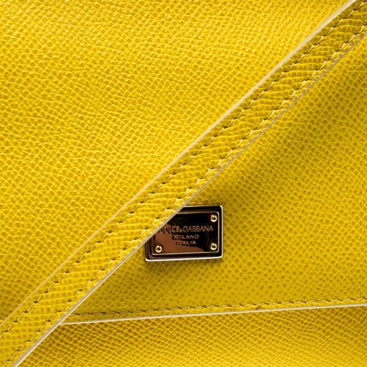 Pre Owned Dolce and Gabbana Yellow Leather Small Miss Sicily Top Handle Bag