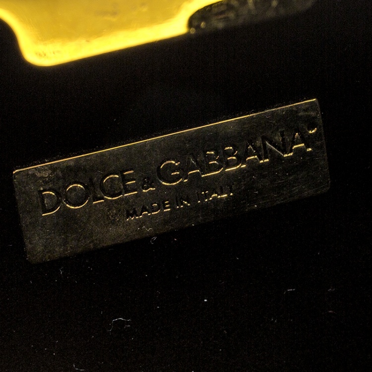 Pre Owned Dolce and Gabbana Gold Shimmering Fabric Chain Clutch