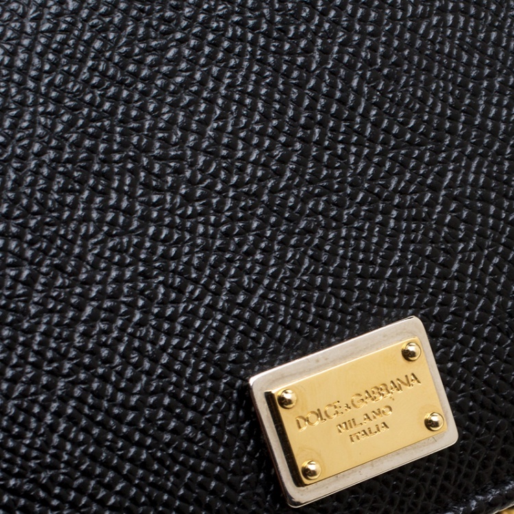 Pre Owned Dolce and Gabbana Black Leather Disco Clutch 