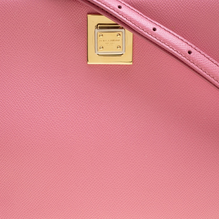 Pre Owned Dolce and Gabbana Pink Leather Medium Miss Sicily Top Handle Bag