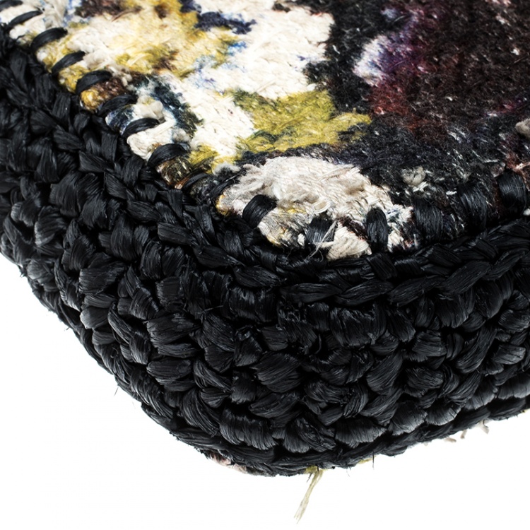 Pre Owned Dolce and Gabbana Woven Fabric and Raffia Shoulder Bag