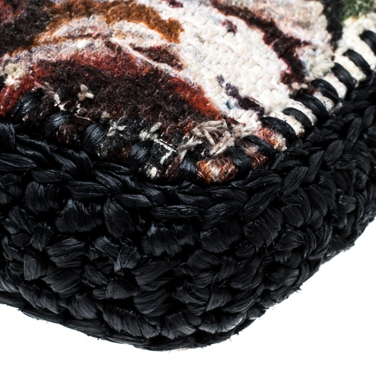Pre Owned Dolce and Gabbana Woven Fabric and Raffia Shoulder Bag