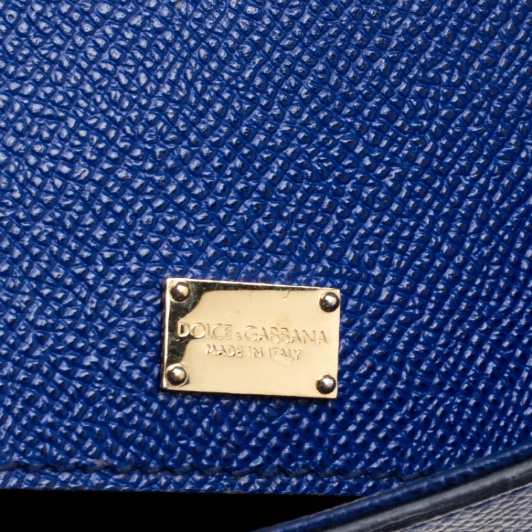 Pre Owned Dolce and Gabbana Blue Leather Medium Miss Sicily Top Handle Bag