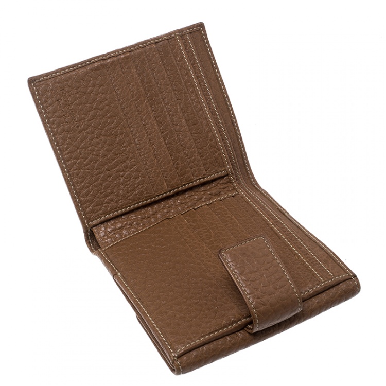 Pre Owned Dolce and Gabbana Brown Leather Compact Wallet
