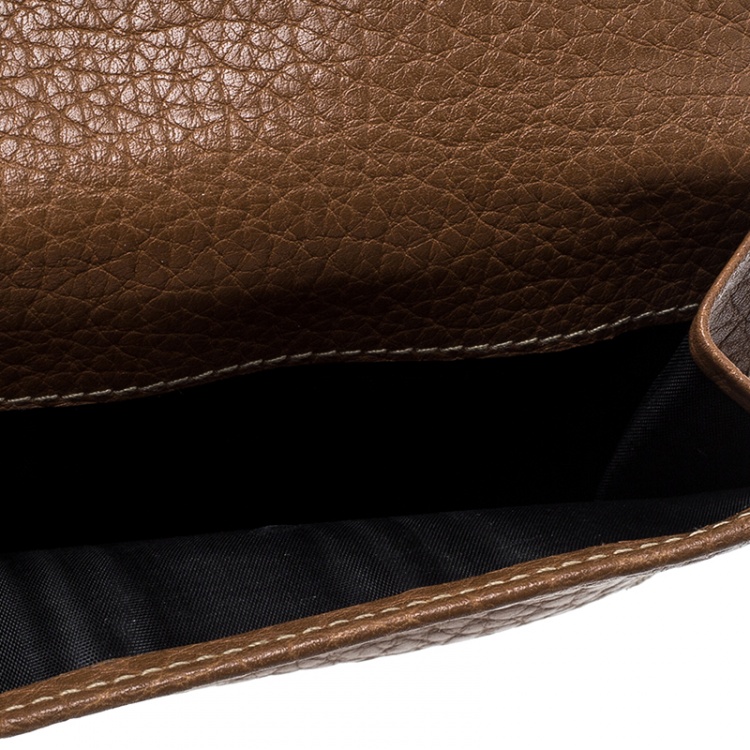 Pre Owned Dolce and Gabbana Brown Leather Compact Wallet
