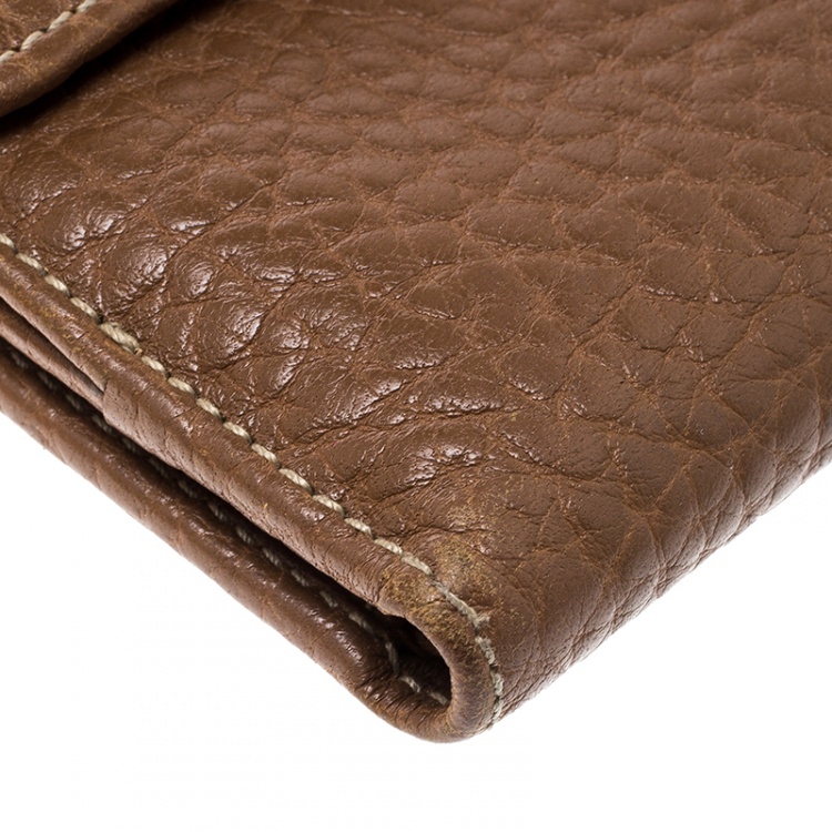 Pre Owned Dolce and Gabbana Brown Leather Compact Wallet