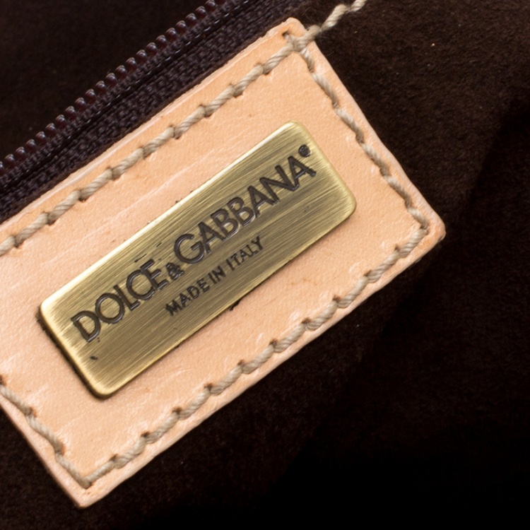 Pre Owned Dolce and Gabbana Dark Brown Suede Eyelet Fringe Shoulder Bag 