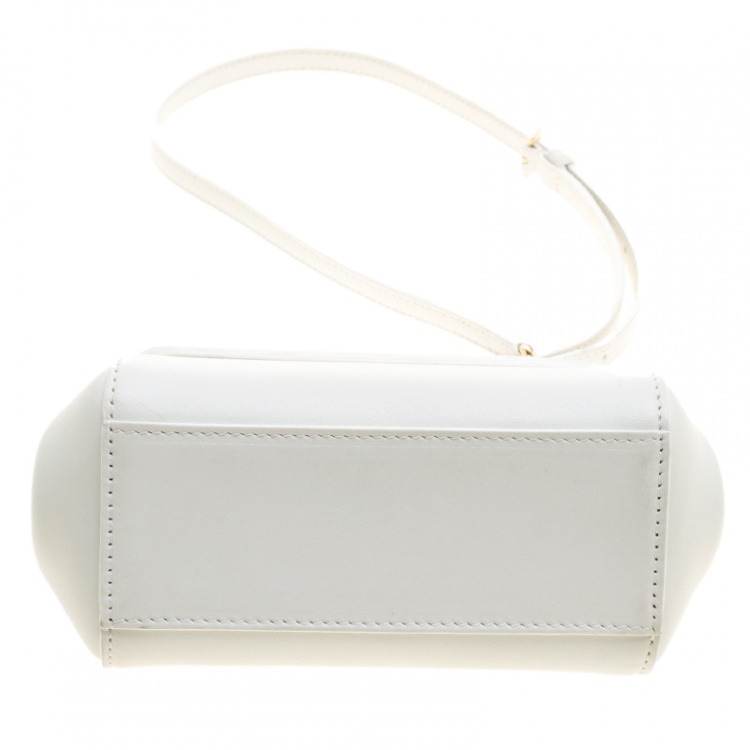 Pre Owned Dolce and Gabbana White Leather Micro Miss Sicily Crossbody Bag