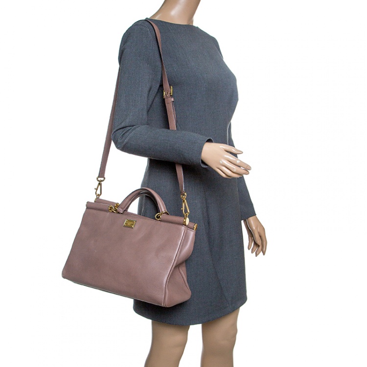 Pre Owned Dolce and Gabbana Brown Leather Miss Sicily Tote
