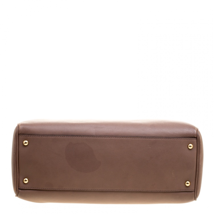 Pre Owned Dolce and Gabbana Brown Leather Miss Sicily Tote