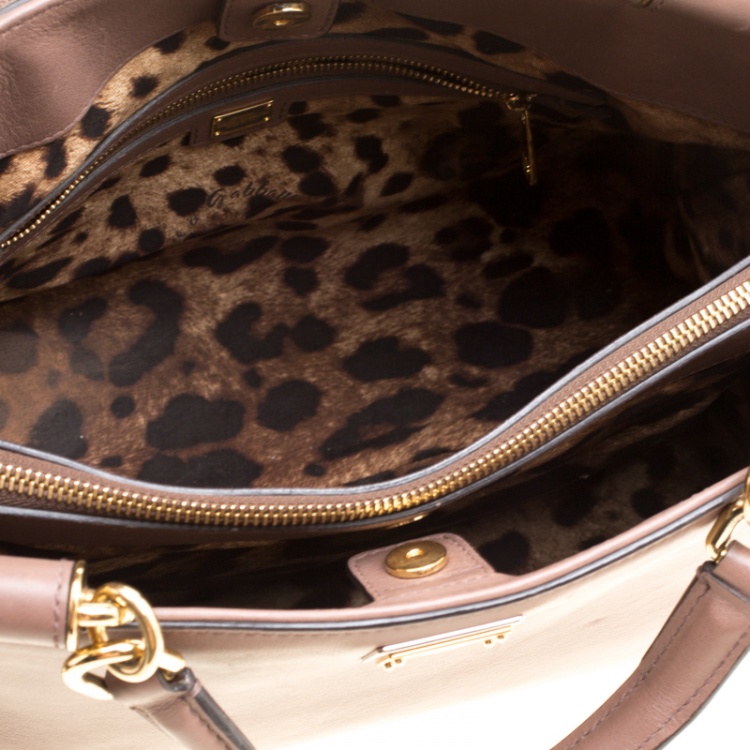 Pre Owned Dolce and Gabbana Brown Leather Miss Sicily Tote