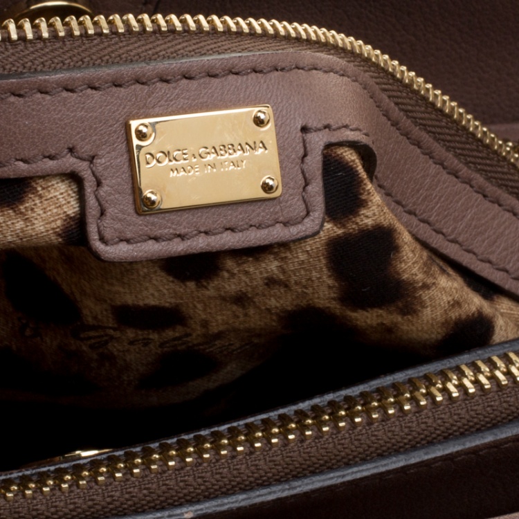 Pre Owned Dolce and Gabbana Brown Leather Miss Sicily Tote