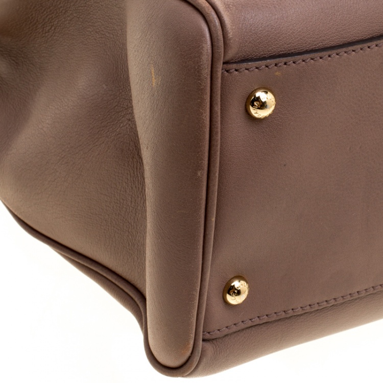 Pre Owned Dolce and Gabbana Brown Leather Miss Sicily Tote