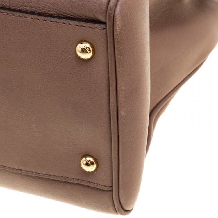 Pre Owned Dolce and Gabbana Brown Leather Miss Sicily Tote