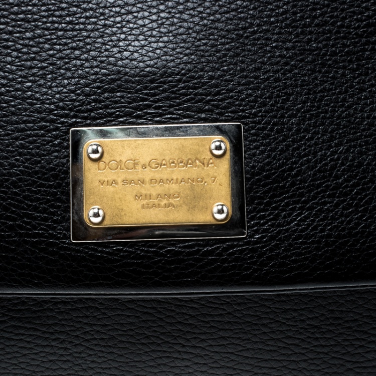 Pre Owned Dolce and Gabbana Black Leather Large Miss Sicily Top Handle Bag