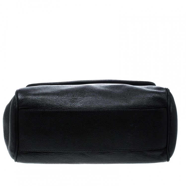 Pre Owned Dolce and Gabbana Black Leather Large Miss Sicily Top Handle Bag