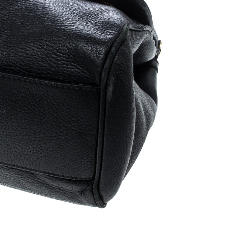 Pre Owned Dolce and Gabbana Black Leather Large Miss Sicily Top Handle Bag