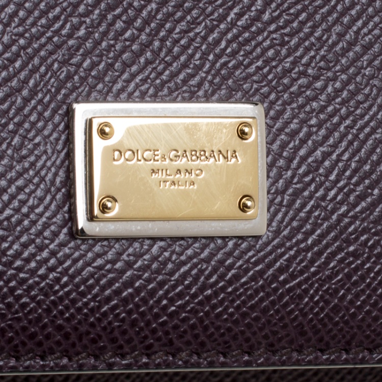 Pre Owned Dolce and Gabbana Burgundy Leather Medium Miss Sicily Top Handle Bag