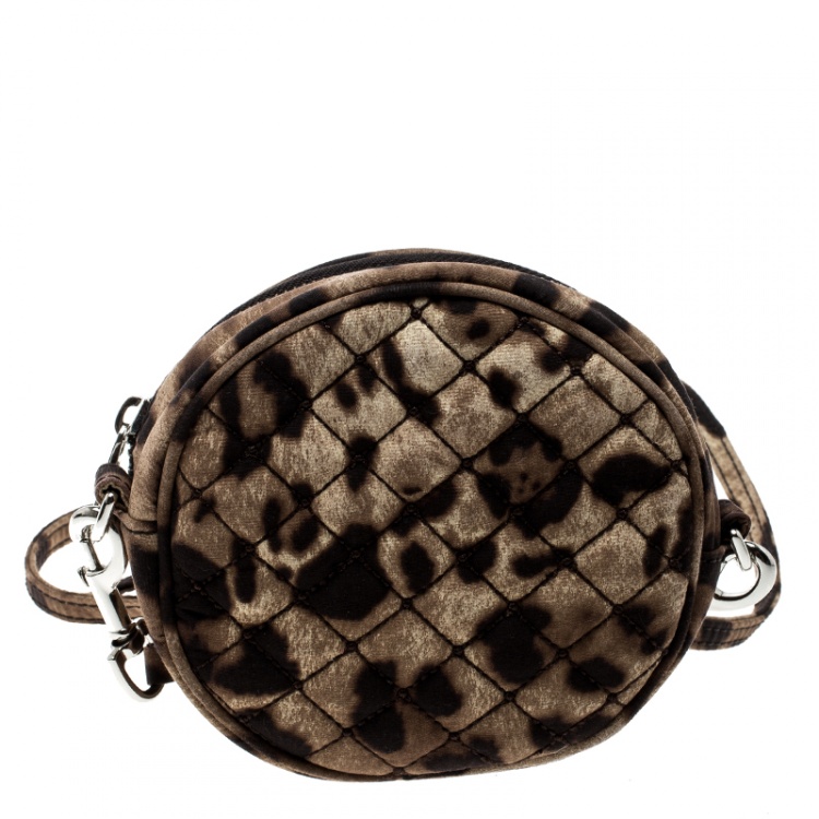 مملوكة مسبقًا Dolce and Gabbana Beige Leopard Print Round Crossbody Bag