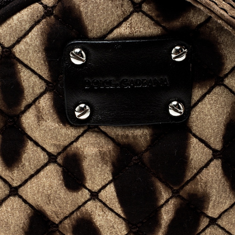 مملوكة مسبقًا Dolce and Gabbana Beige Leopard Print Round Crossbody Bag