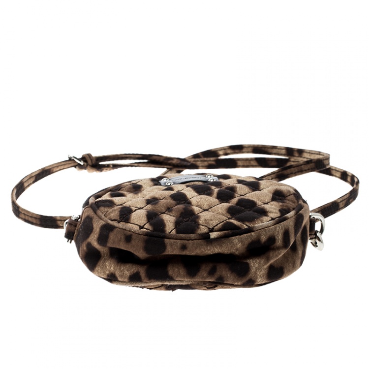 مملوكة مسبقًا Dolce and Gabbana Beige Leopard Print Round Crossbody Bag