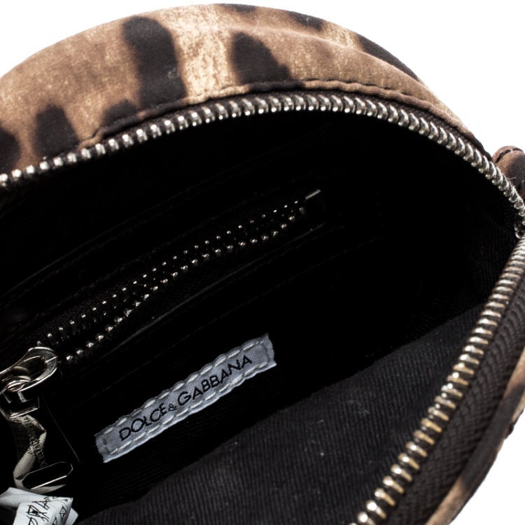 مملوكة مسبقًا Dolce and Gabbana Beige Leopard Print Round Crossbody Bag