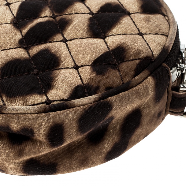 مملوكة مسبقًا Dolce and Gabbana Beige Leopard Print Round Crossbody Bag