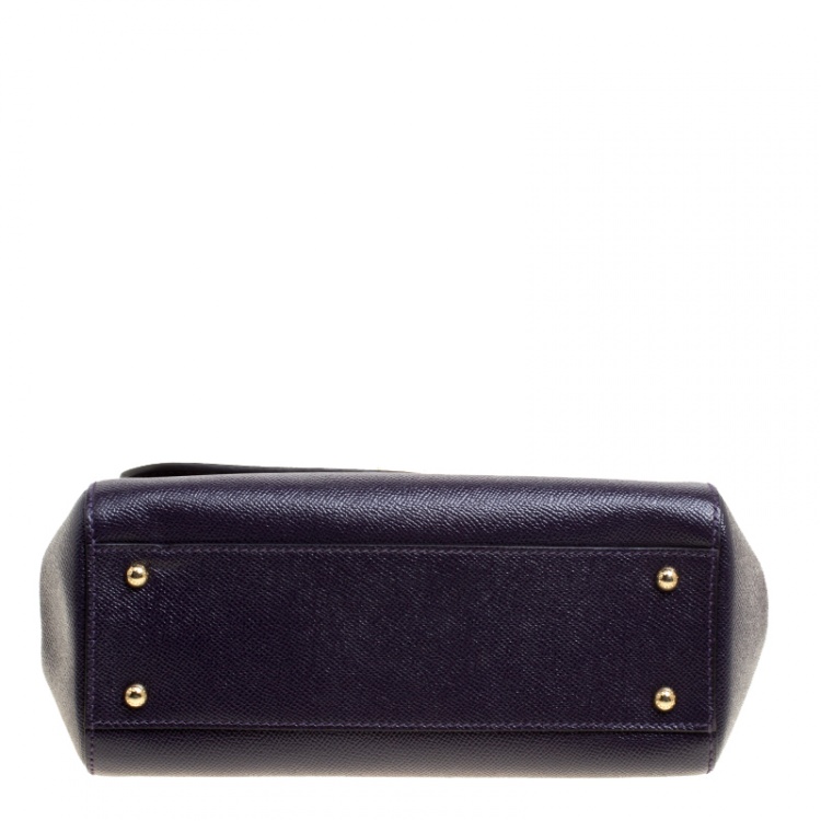 Pre Owned Dolce and Gabbana Purple Leather Medium Miss Sicily Top Handle Bag