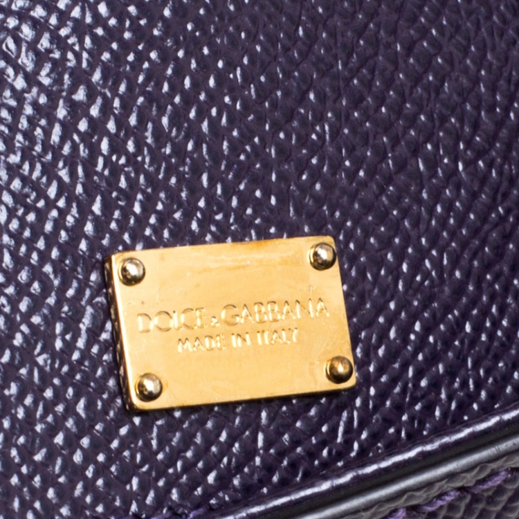 Pre Owned Dolce and Gabbana Purple Leather Medium Miss Sicily Top Handle Bag