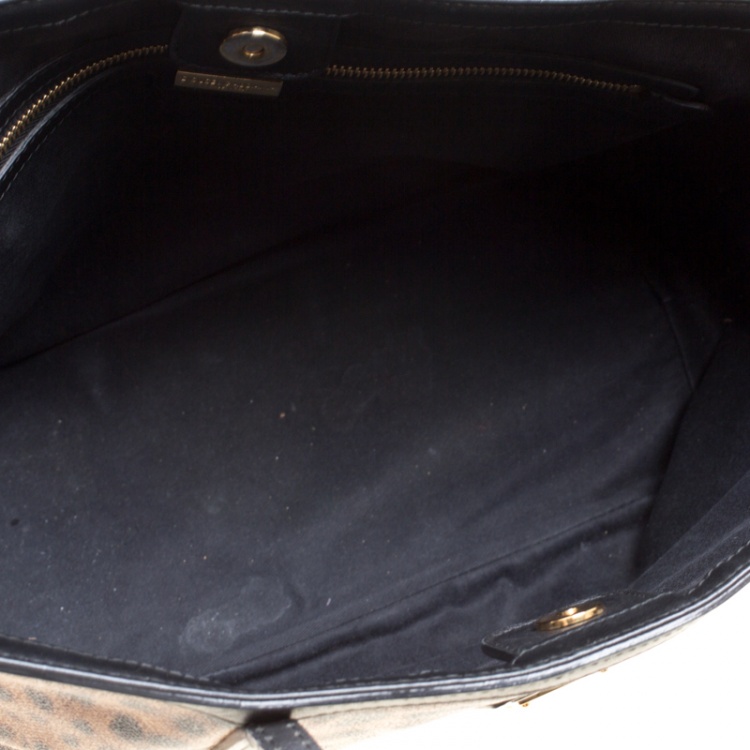 Pre Owned Dolce and Gabbana Brown/Black Leopard Print Coated Canvas Tote