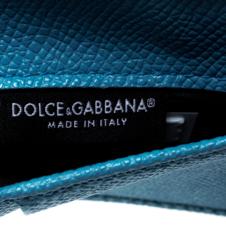 Pre Owned Dolce and Gabbana Pink/Blue Lizard Embossed Leather Flap Wallet