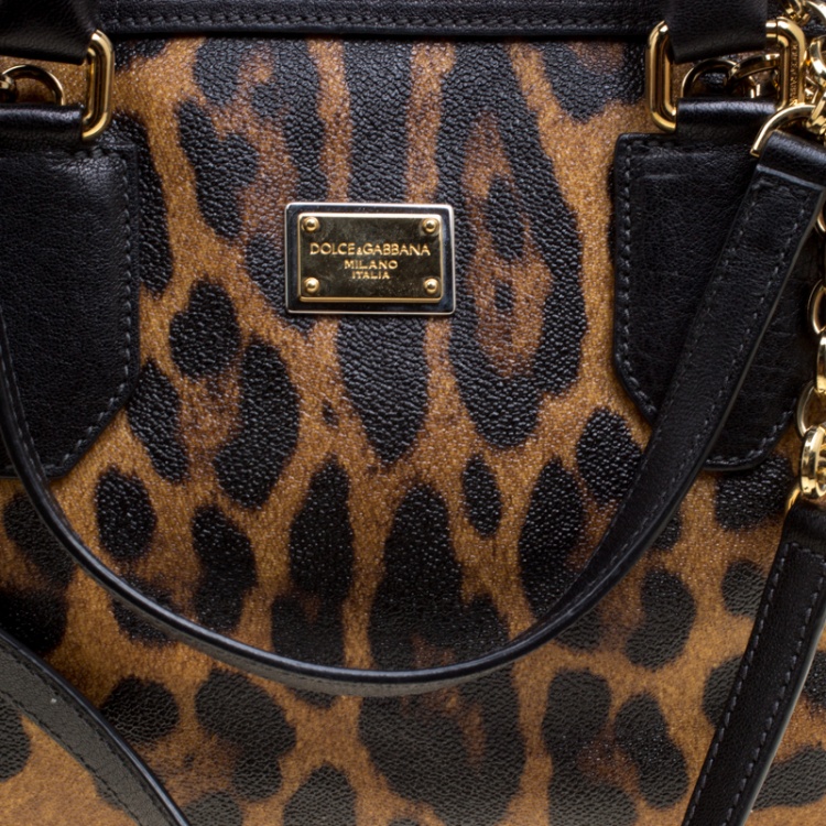 Pre Owned Dolce and Gabbana Beige Leopard Print Canvas Tote