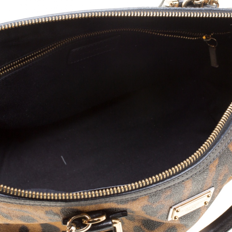 Pre Owned Dolce and Gabbana Beige Leopard Print Canvas Tote