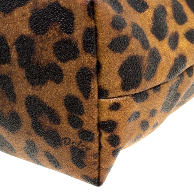 Pre Owned Dolce and Gabbana Beige Leopard Print Canvas Tote
