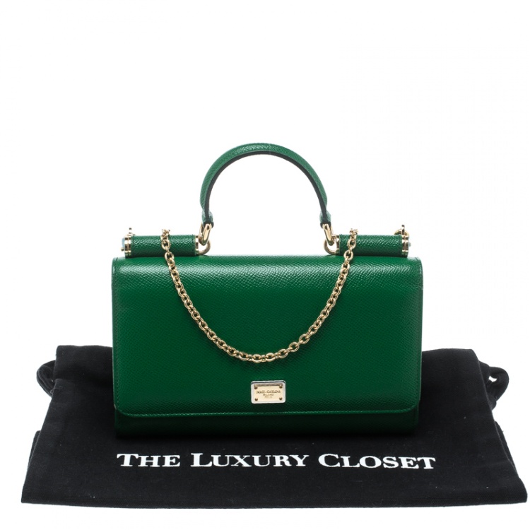 Dolce and Gabbana Green Leather Sicily 