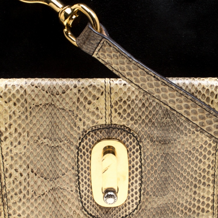 Pre Owned Dolce and Gabbana Suede and Python Miss Oleander Satchel