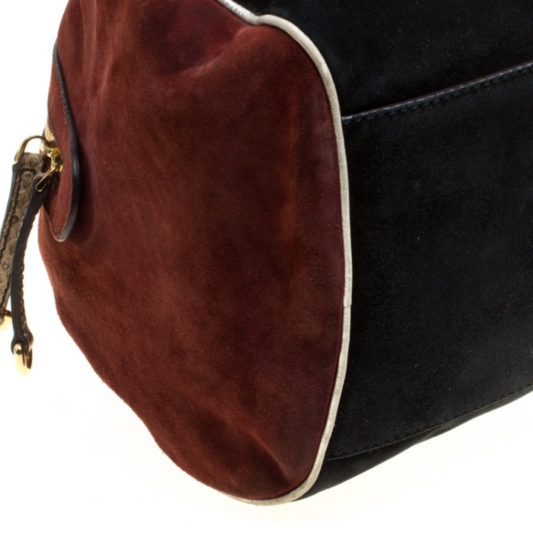 Pre Owned Dolce and Gabbana Suede and Python Miss Oleander Satchel