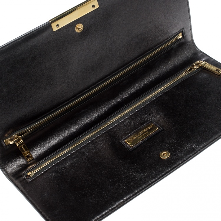 Pre Owned Dolce and Gabbana Metallic Grey Leather Clutch